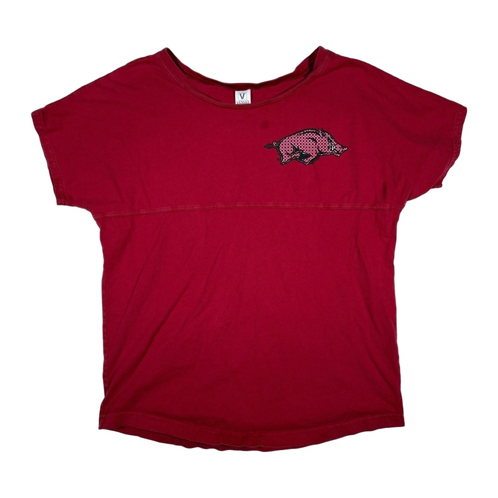 VENLEY Arkansas Razorbacks‎ Go Hogs Jersey T Shirt Red Womens L